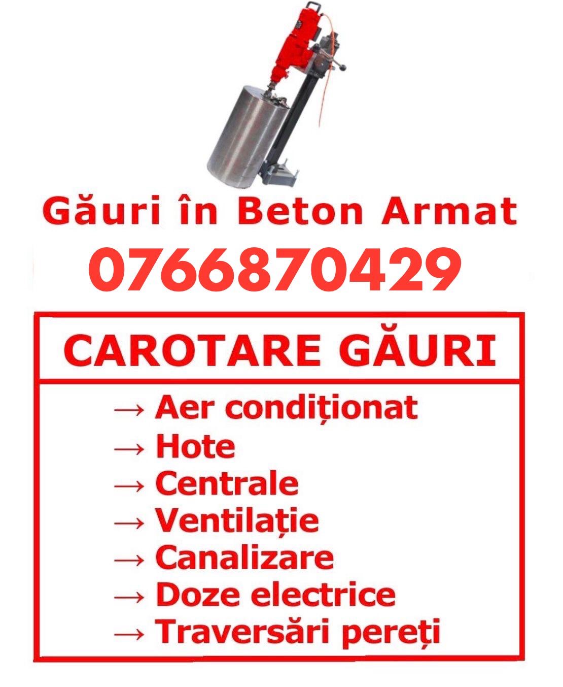Carotări hota , găuri sanitare , ventilatie , traversari pereti , etc